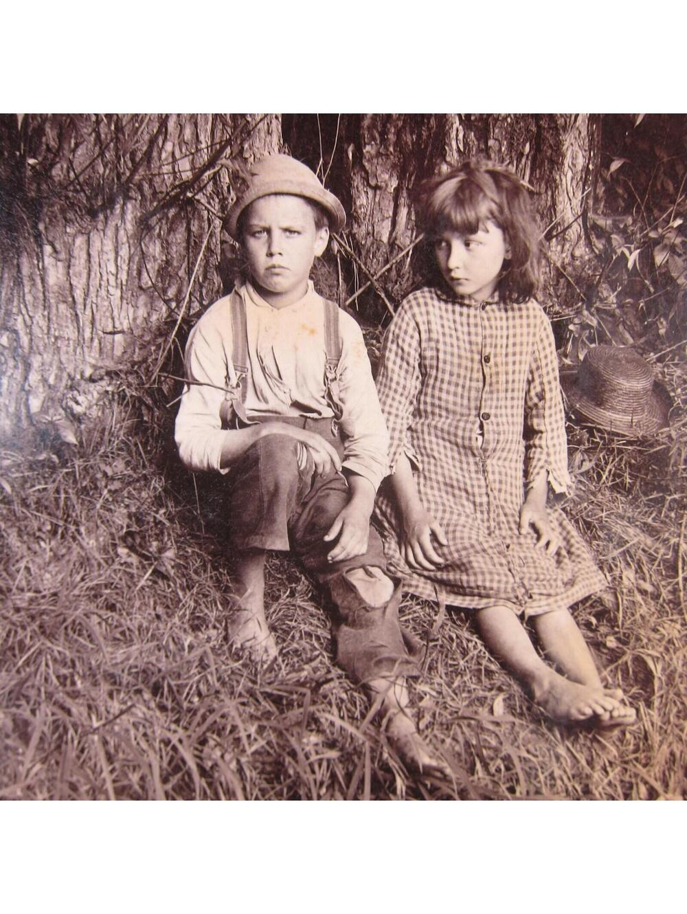 Antique Photographs 1880s Children Boy & Girl at Creek Ride Donkey Cart Lot of 4 - Picture 5 of 12